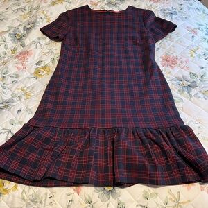 1901 Navy and Red Plaid Dress